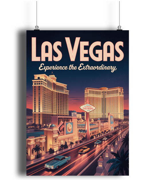 Vintage Travel Poster Print Visit Las Vegas Nevada