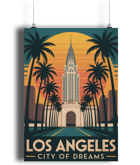 Vintage Travel Poster Print Visit Los Angeles City Of Dreams