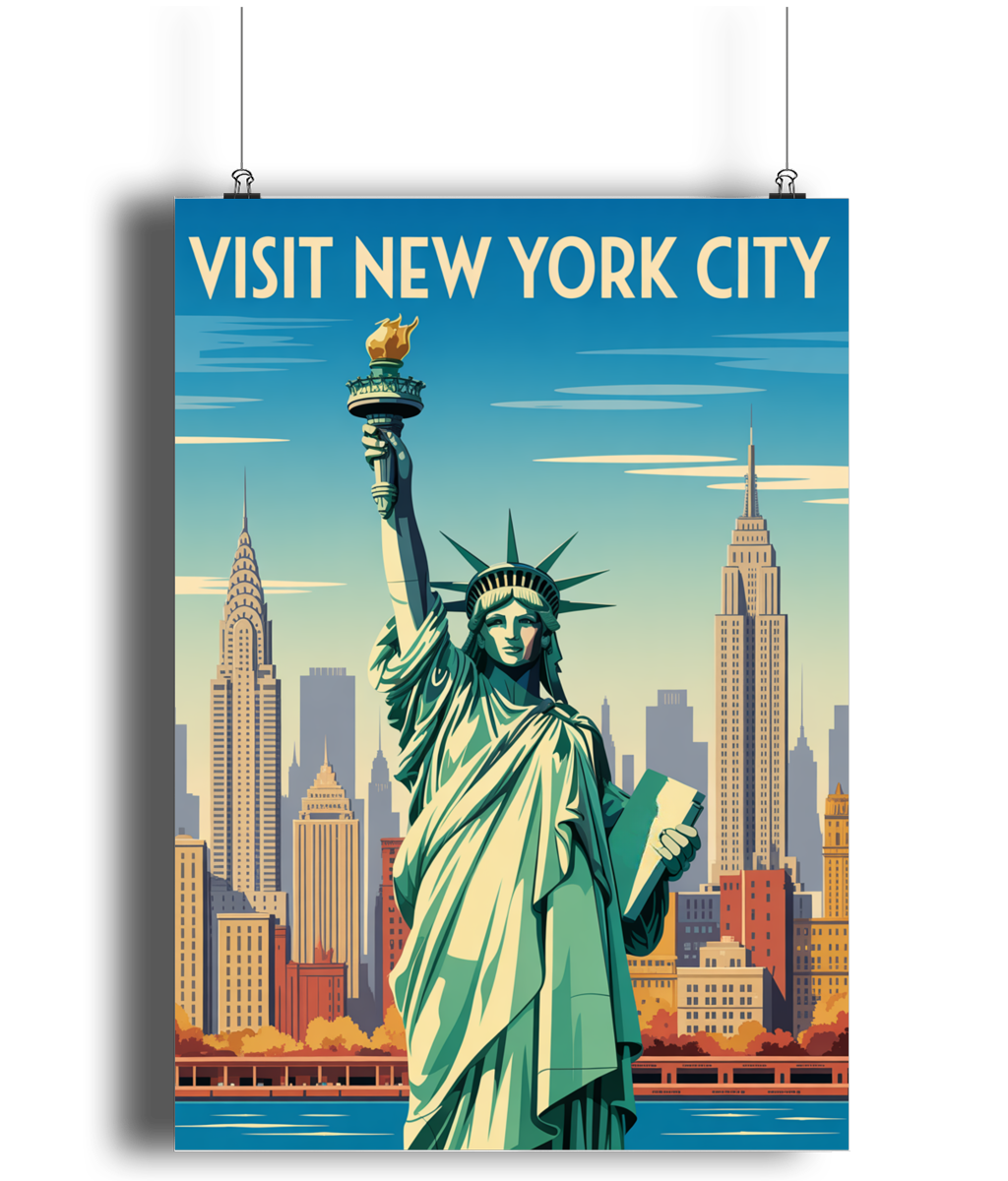 Vintage Travel Poster Print Visit New York City
