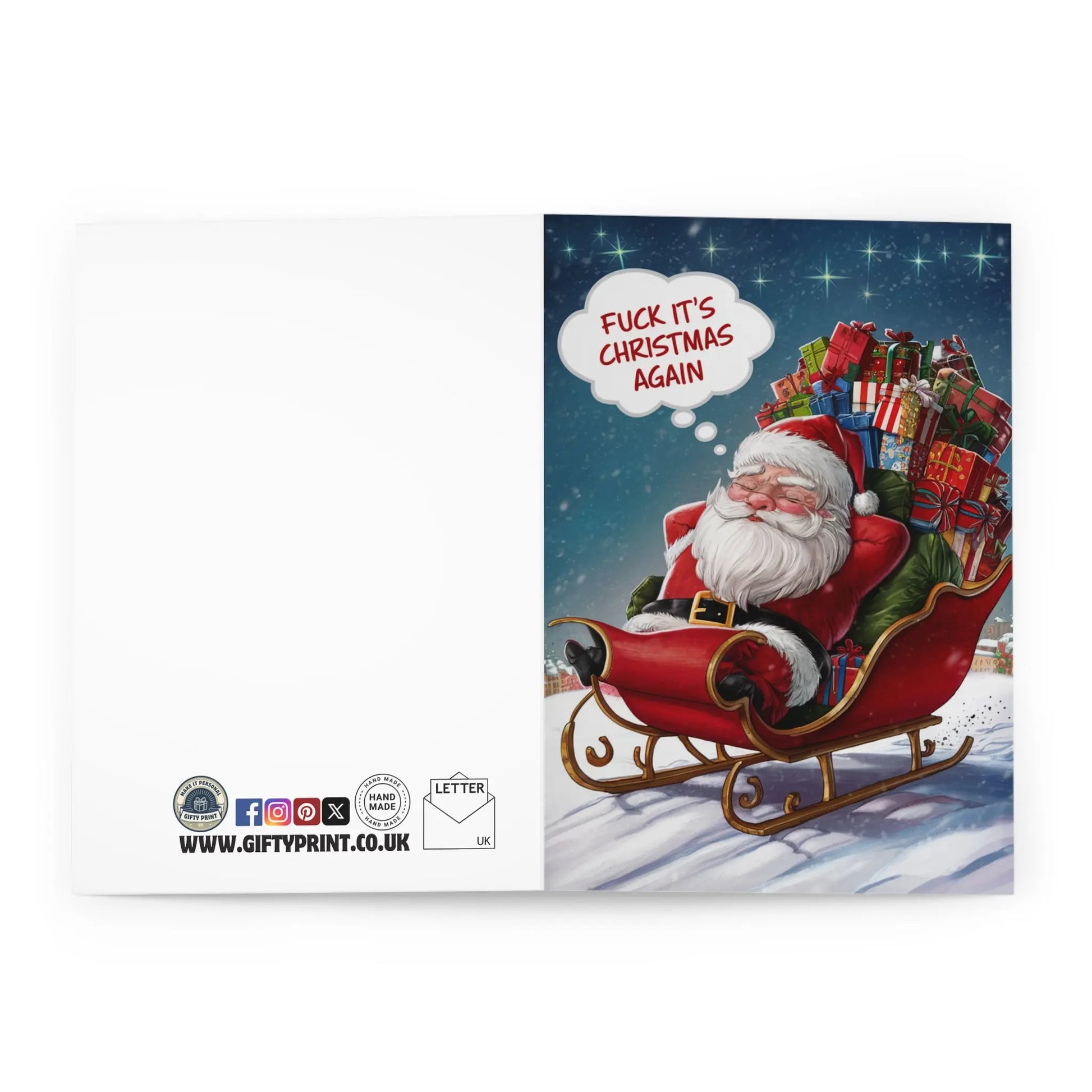 open view of Christmas Card Santa Fuck It's Christmas Again!