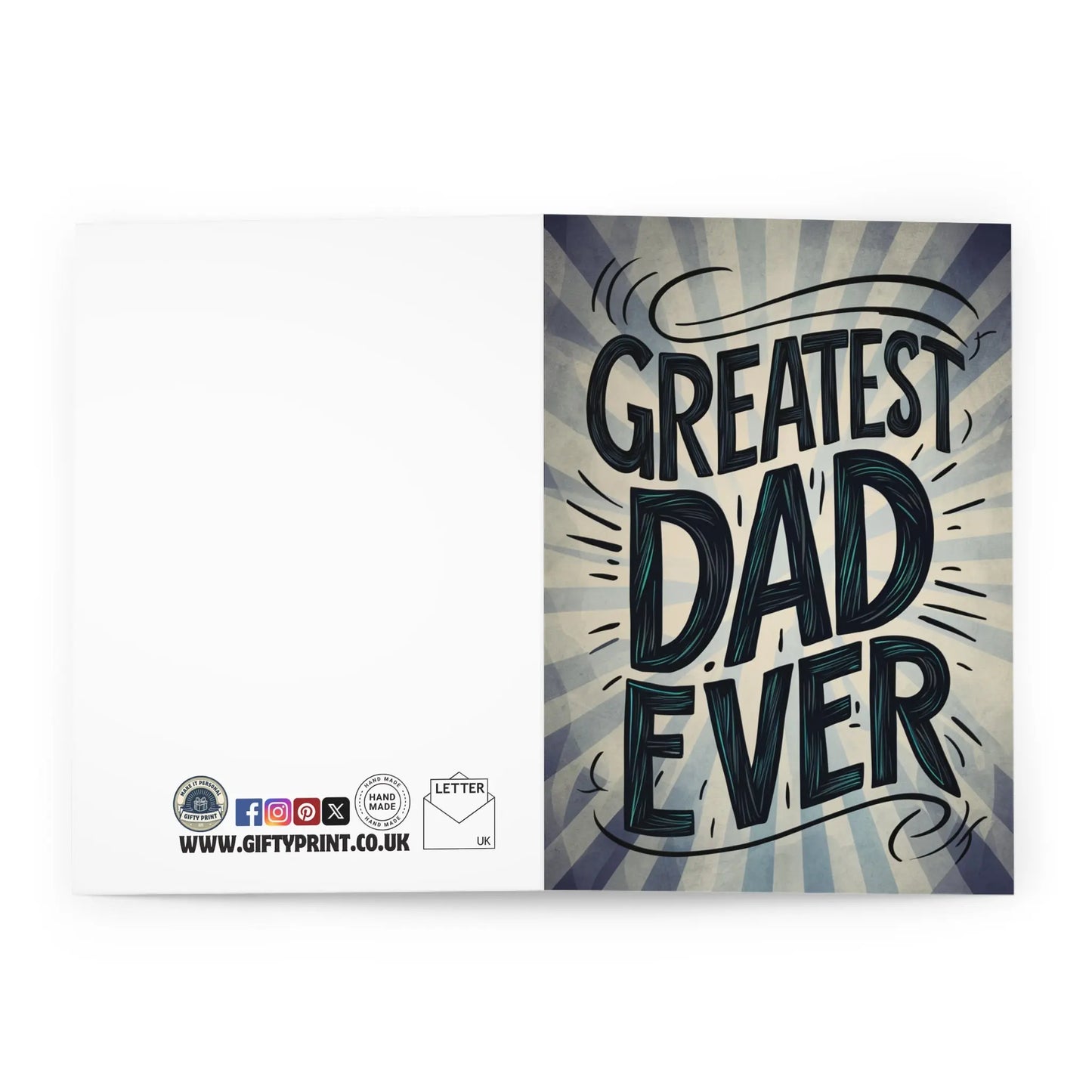 open view of Fathers Day Card Greatest Dad Ever Bold Text