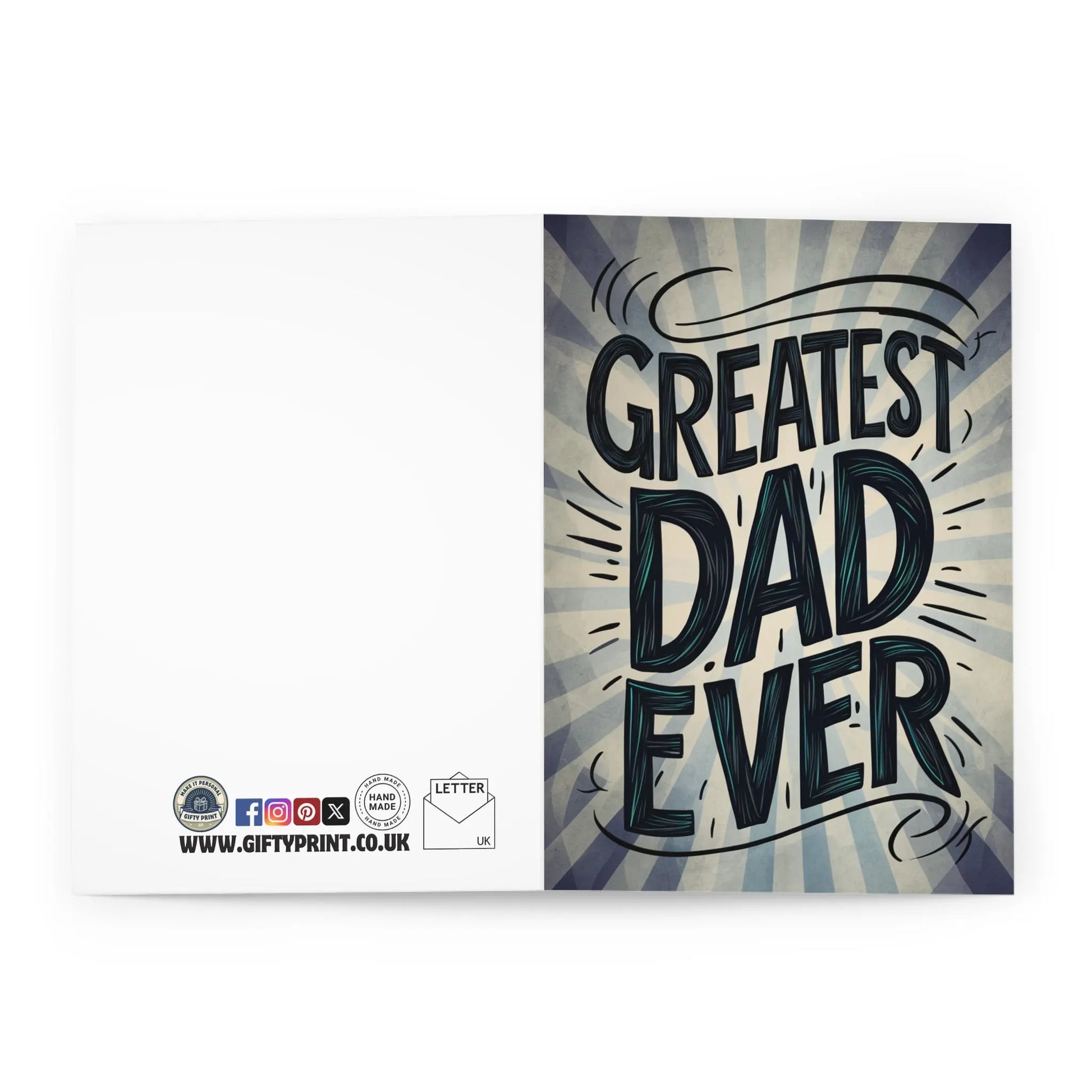 open view of Fathers Day Card Greatest Dad Ever Bold Text