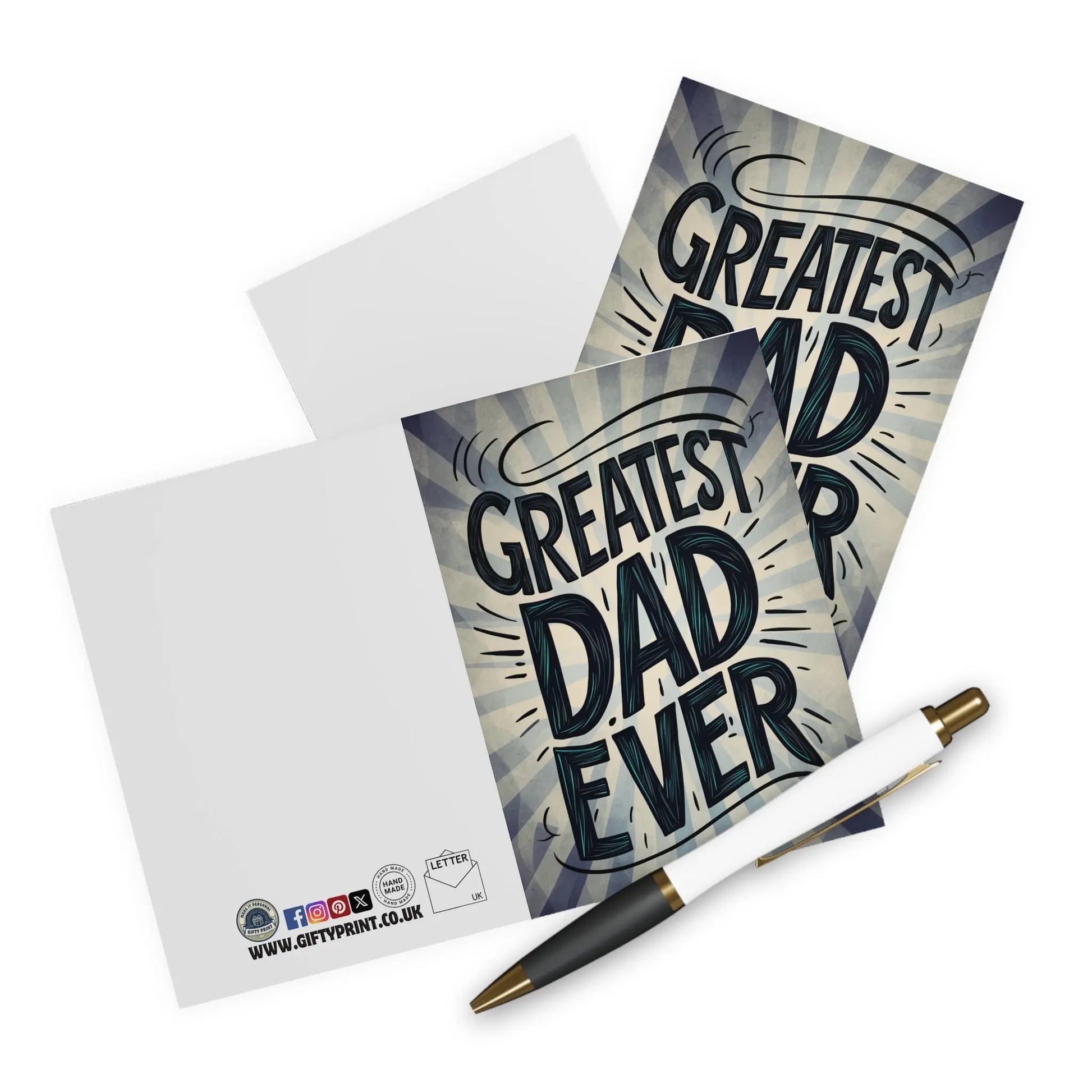 context view of Fathers Day Card Greatest Dad Ever Bold Text