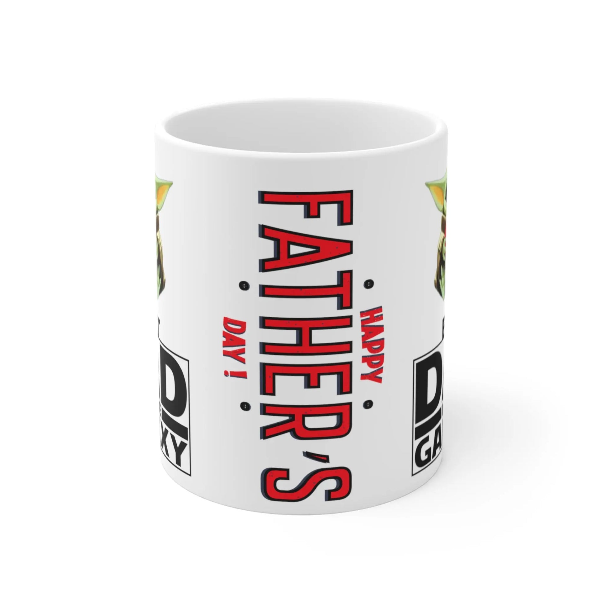 Front View of Fathers Day Mug Baby Yoda Best Dad In The Galaxy