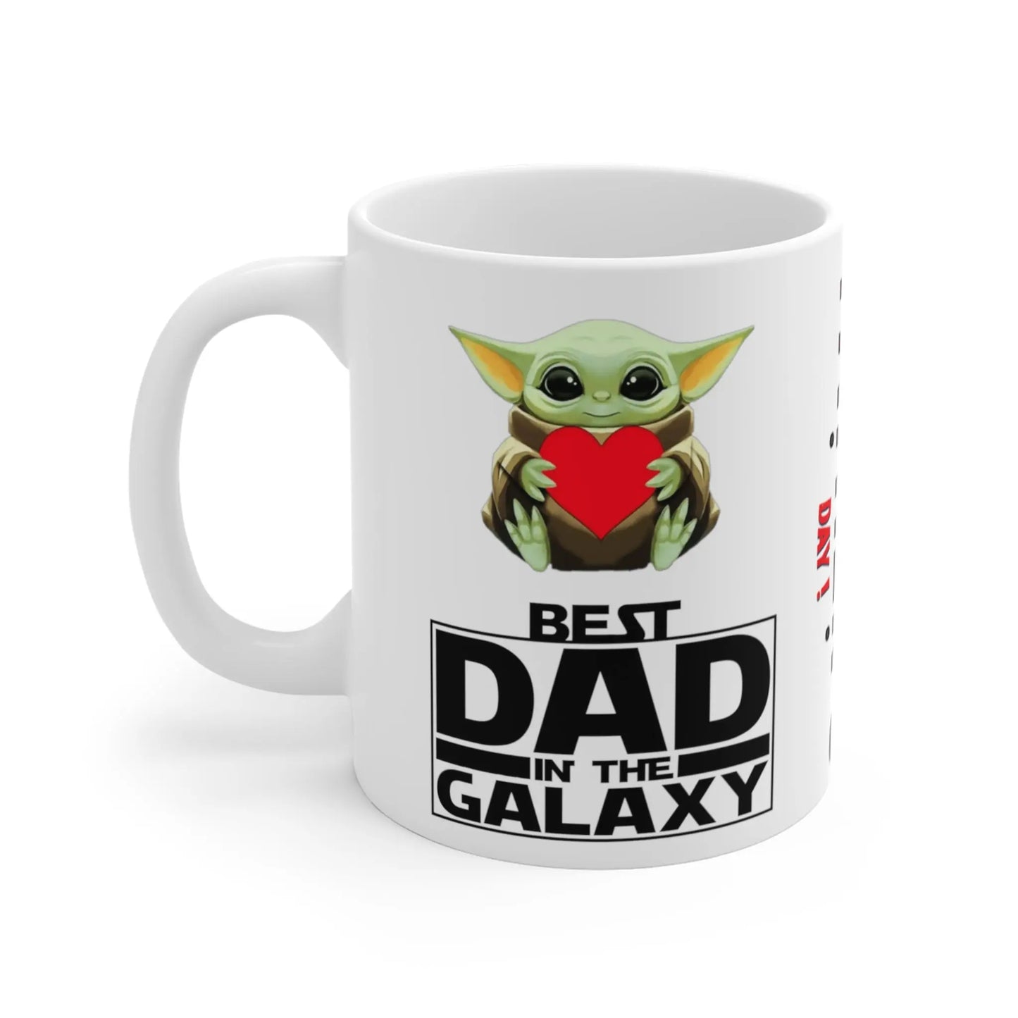 Close Up of Fathers Day Mug Baby Yoda Best Dad In The Galaxy