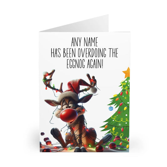 open view of Personalised Drunk Reindeer Been Over Doing The Eggnog Again