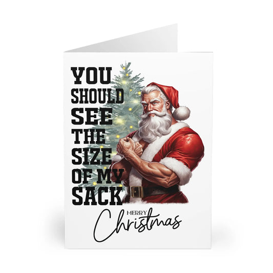 Close Up View Of Rude Christmas Card You Should See The Size Of My Sack