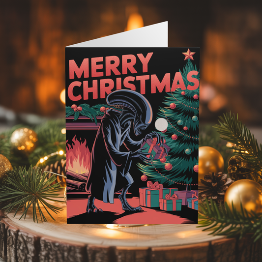 Alien Merry Christmas Card Funny Sci Fi Card